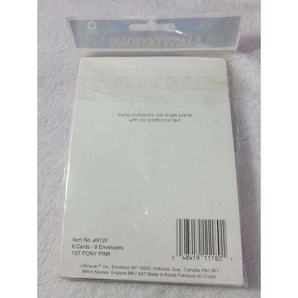 8 Amscan Pony Pink Birthday Party Cute Kawaii Vintage Invitations - Picture 6 of 6